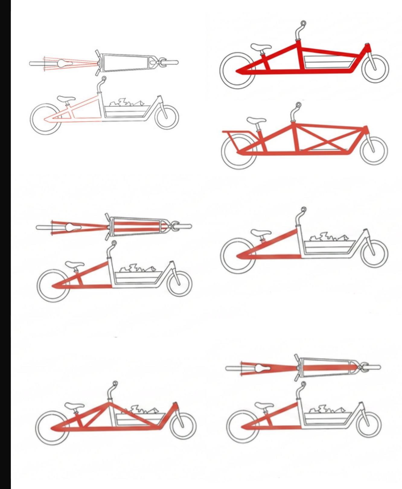 Workflows — hand-drawn side sketches of cargo bike concepts